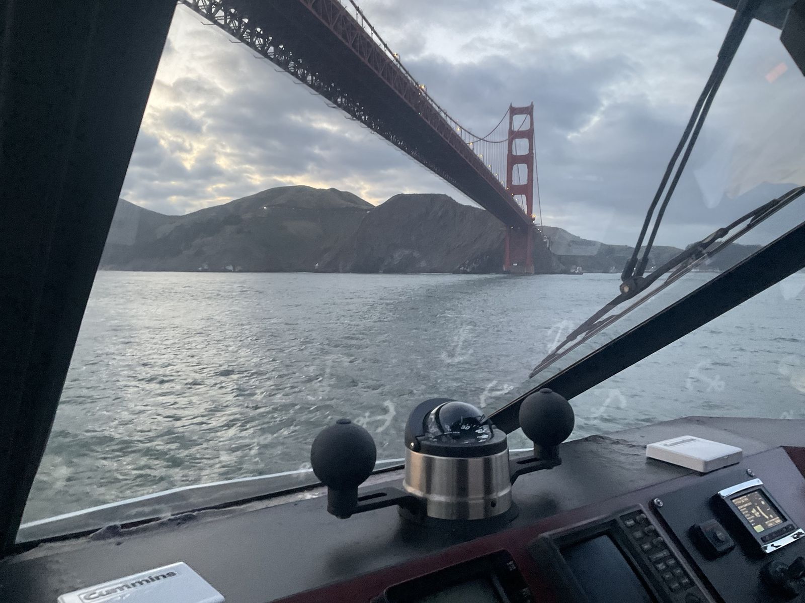 Cruising toward the Golden Gate Bridge on a private charter